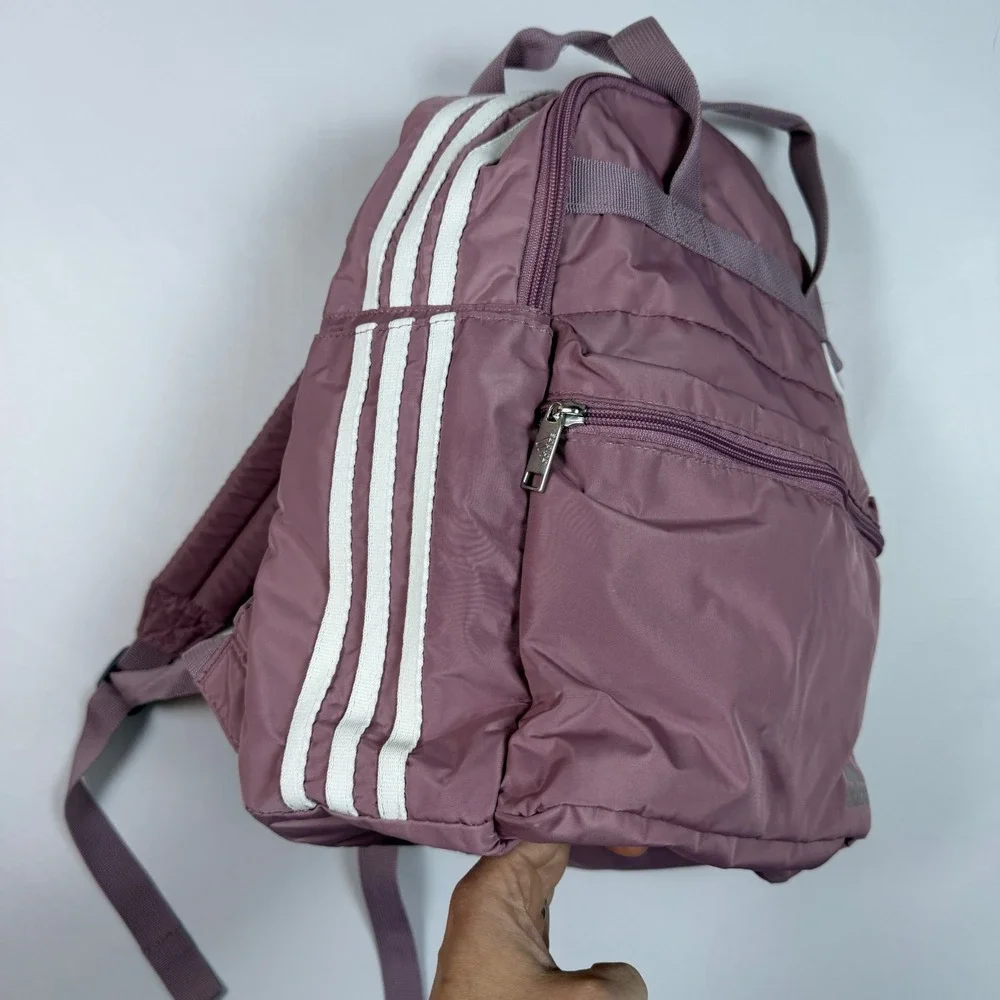 Adidas Backpack Womens Mauve Purple Quilted 3-Stripes 980826-B - Picture 3 of 9